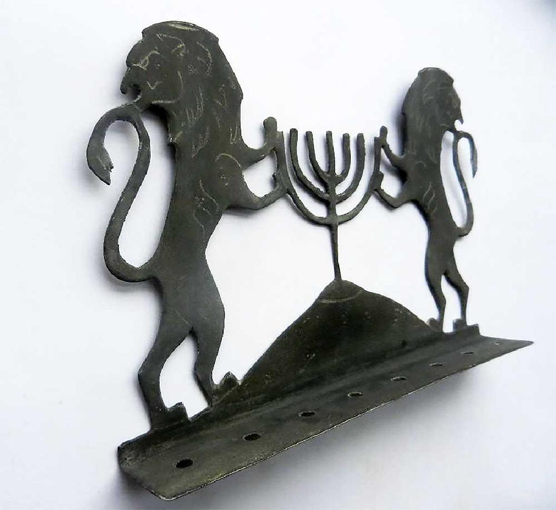 Original Jewish Ww2 Hanukkah Lions W. Menorah, 1942