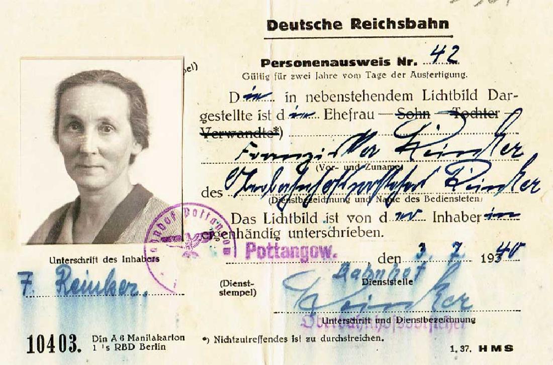 German WW2 Ausweis Deutche Reichsbahn, 1940 (1 of 5)