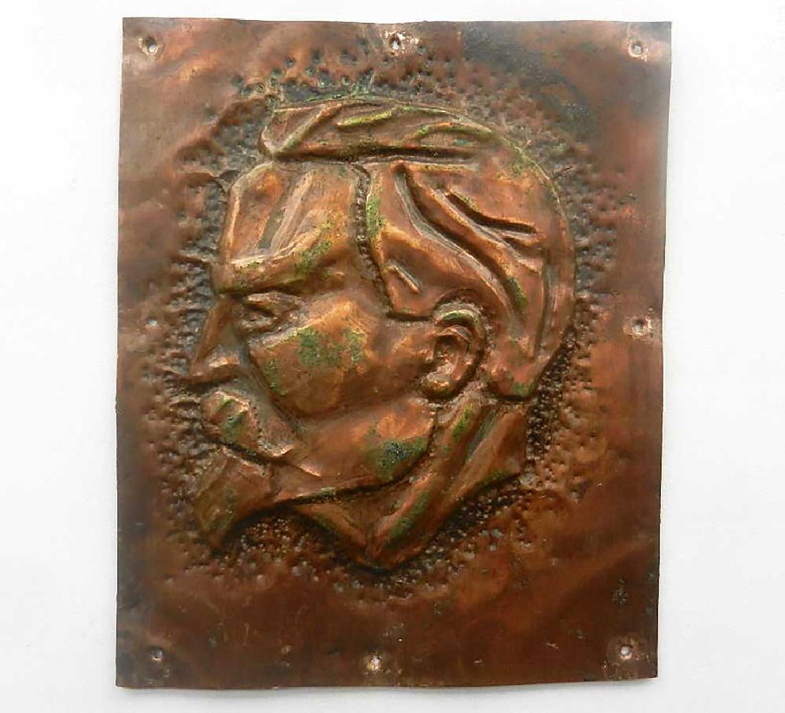 Russian Portrait Felix Dzerzhinsky, Founder NKVD, KGB: For your consideration here is the Russian Portrait of Felix Edmundovich Dzerzhinsky, Founder NKVD, KGB, 1877 - 1926. Copper, size is 152 x 125 mm (6" x 4.9"). Item museum qualification and now we are