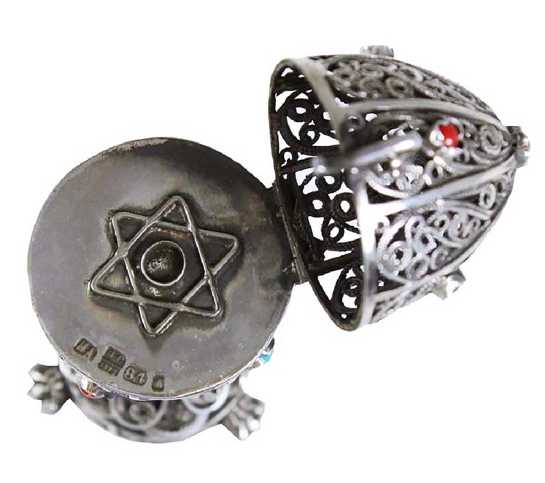 RUSSIAN JUDAICA SILVER FABERGE EGG, Star of David (1 of 10)