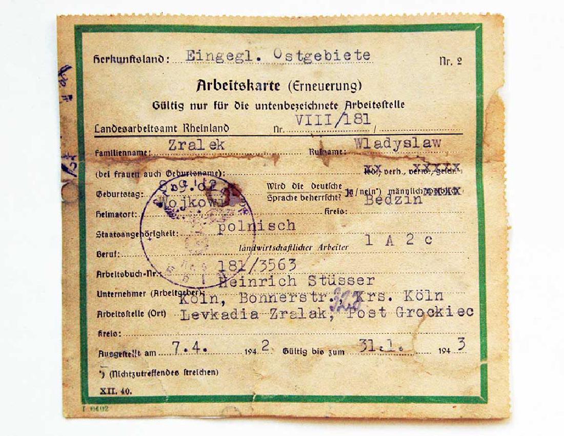 German WW2 Document ID for Polish OST Worker (1 of 8)