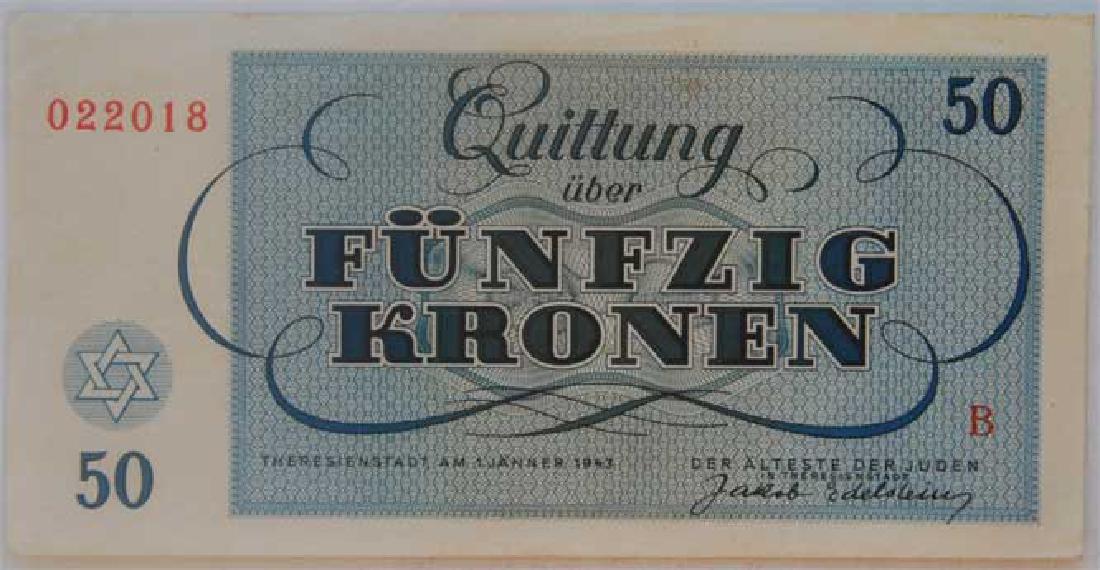 Rare WW2 50 Kronen Note fr. Theresienstadt KZ KL (1 of 4)