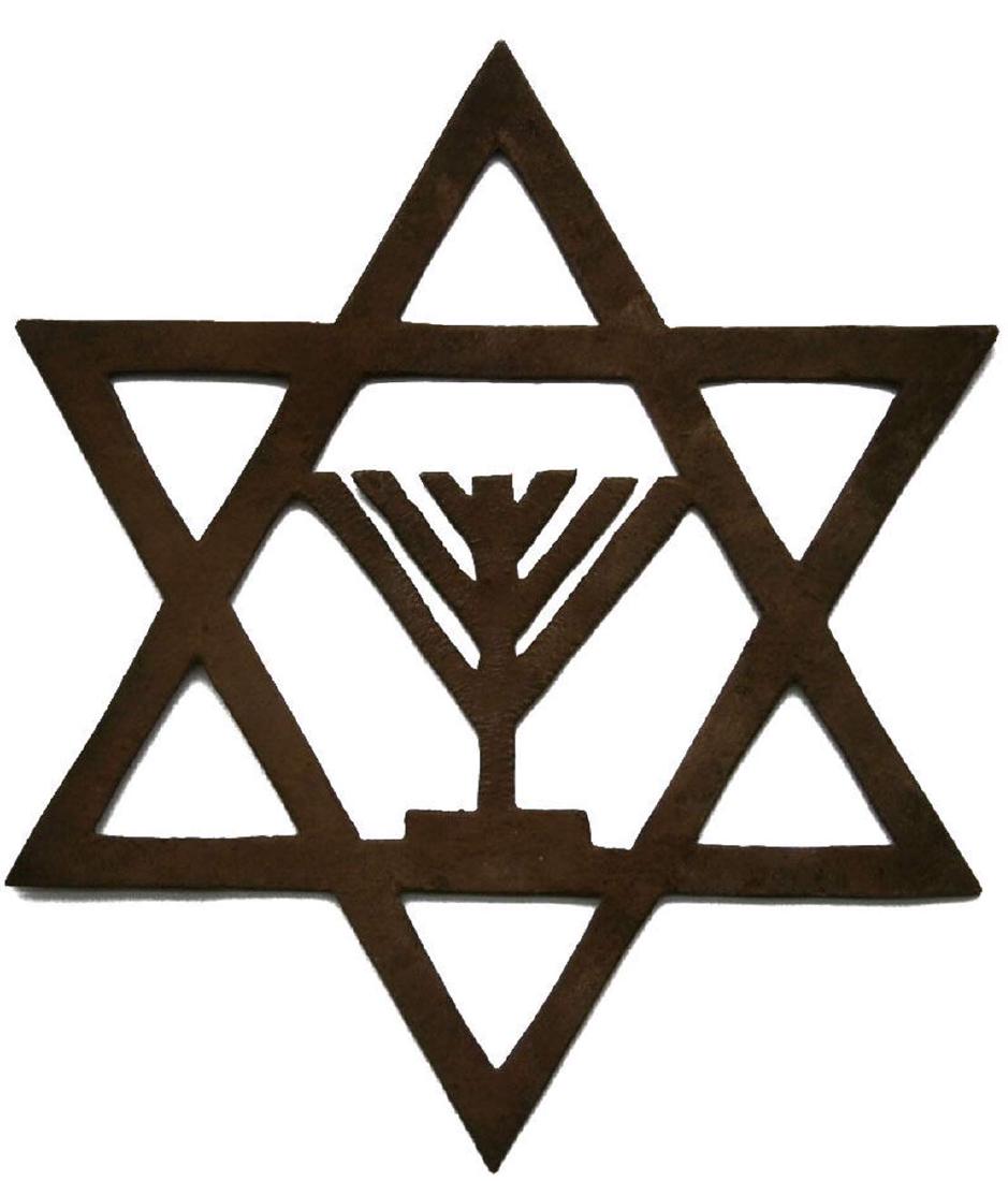 Jewish WW2 Star of David w. Menorah fr. Litzmannstadt (1 of 10)