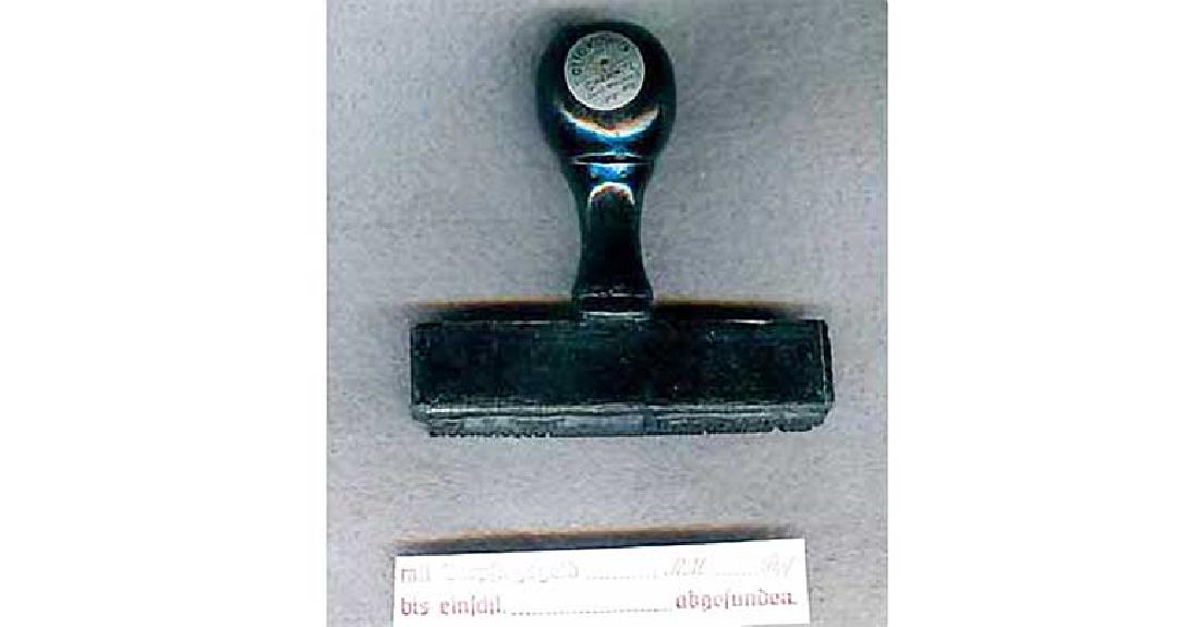 German WW2 DOCUMENT Stamper w. METAL TAG (1 of 6)