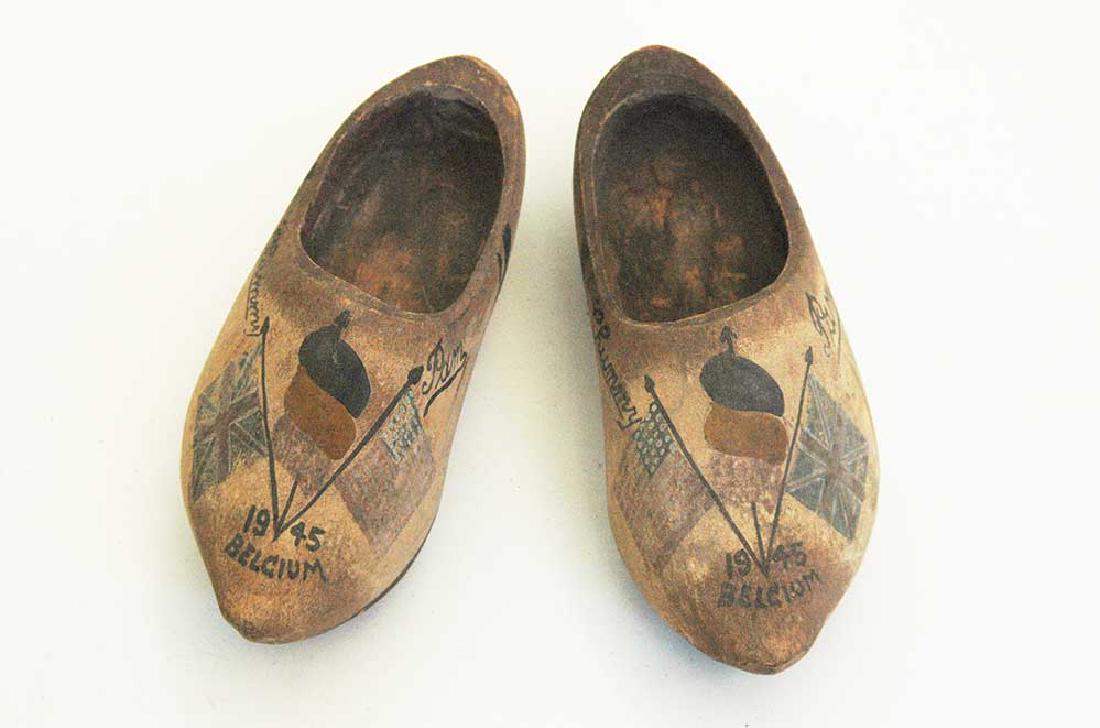 German WW2 WOODEN CLOGS, Belgium, 1945