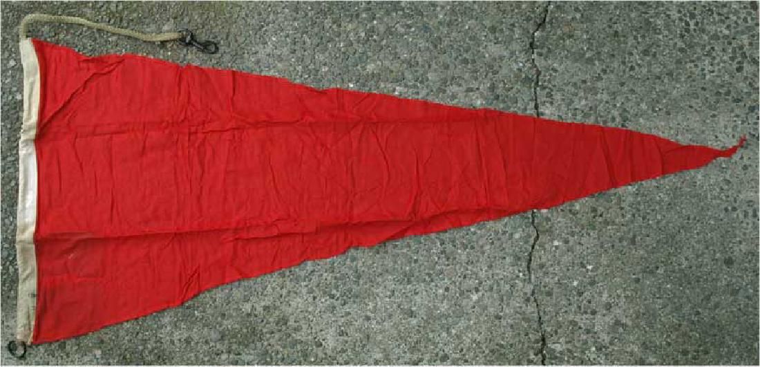ENGLAND WW2 Naval Signal Flag - Speed: Original ENGLAND WWII Naval Signal Flag Meaning Speed. Very nice and collectable item. Approx. 30 x 60 inches. The flag does not glow under the black lamp all fabrics after 1945 glow under the black l