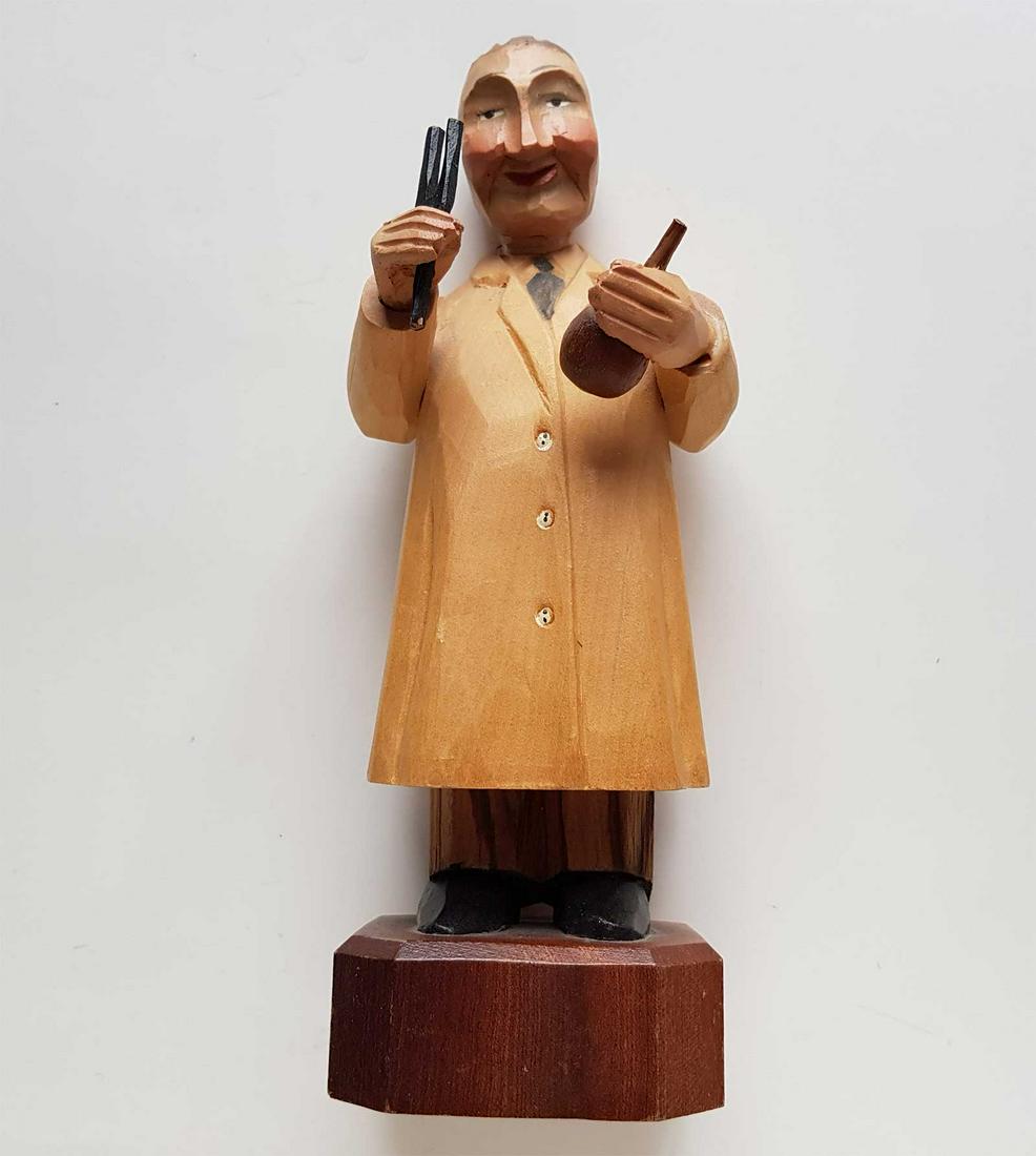 JEWISH OLD FIGURINE of ANRI ART CARVED WOOD: RARE OLD LARGE JEWISH DOCTOR FIGURINE of ANRI ART CARVED WOOD Jewish art figurine. Hand carved. Showing figure in doctor's dress. Folk art carved wood physician. Anri figurine #5240 Ear, Nose, and Thr