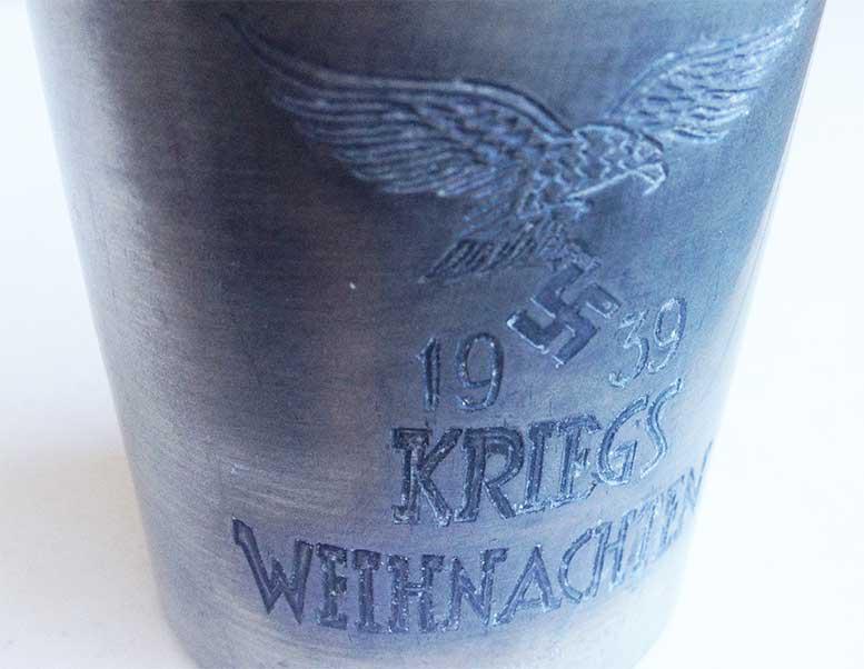 RARE GERMAN WW2 PARATROOPER HONOUR CUP: RARE GERMAN WW2 PARATROOPER HONOUR CUP Engraved: Lt. Gehrke, Zur Erinnerung Uffz, Korps 4, Fsch Jg, Btl 261. This is a very nice historical item from WW2. The cup is solid and nice itself. The back ha