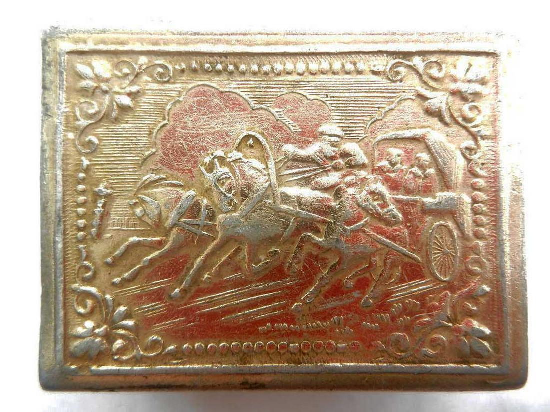 RUSSIAN SOVIET CLIP for MATCHES - HORSE TROIKA: RUSSIAN SOVIET CLIP for MATCHES - HORSE TROIKA Traditional Russian Harness Driving Combination. ESTIMATE PRICE: $50 - $70. OFFER: If an item is NOT SOLD, you can still give us a reasonable offer - ple