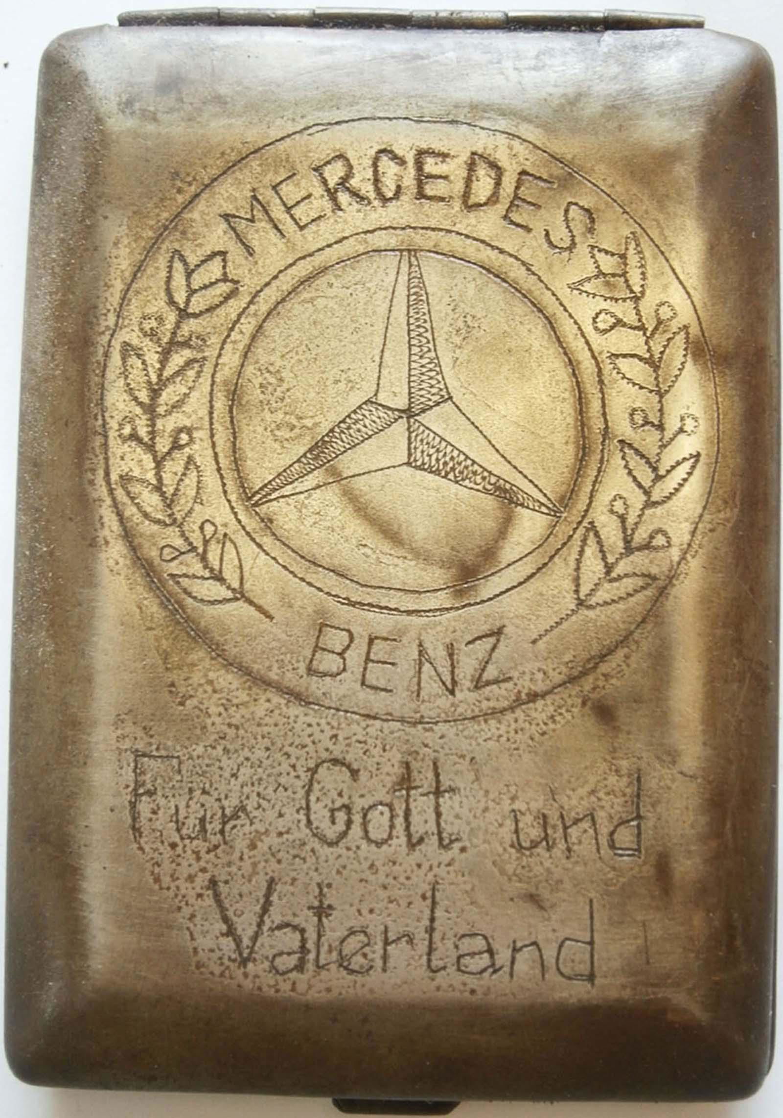 GERMAN WW2 CIGARETTE CASE w. MERCEDES BENZ LOGO (1 of 10)