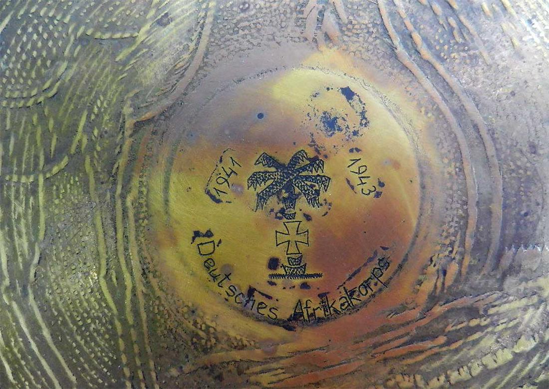 GERMAN WW2 AFRIKA KORPS PLATE, 1941-1943: GERMAN WW2 AFRIKA KORPS PLATE, 1941-1943 Trench art, 1941-1943. Bronze. Good condition, perfect item for museum or private collection. LARGE SIZE: 307 x 19 mm. Very collectible item. Please note: last