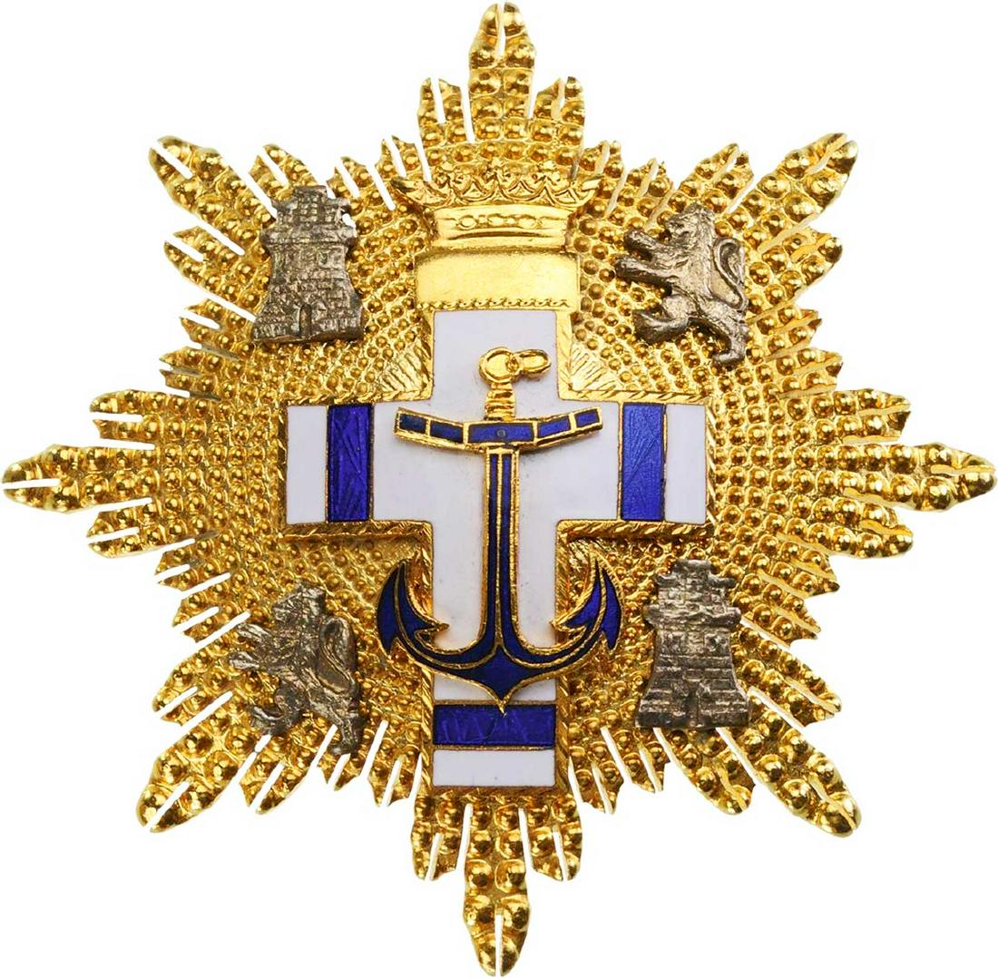 SPANISH ORDER NAVAL MERIT, LEGION CONDOR, 1936: SPANISH ORDER NAVAL MERIT, LEGION CONDOR, 1936 Grand Cross Star. Breast Star, gilt metal, superimposed parts enamelled, reverse with long thin pin and two side hooks. Mint state! A very attractive ord