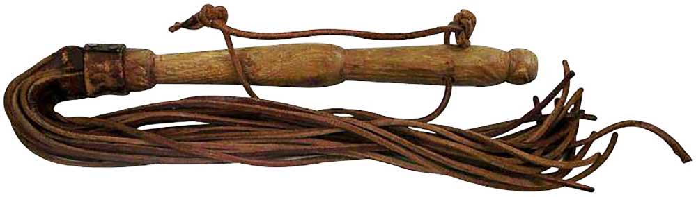 GERMAN WW2 LONG RUG BEATER w. LEATHER STRAPS: EXTREMELY RARE GERMAN WW2 LONG RUG BEATER with LEATHER STRAPS from CONCENTRAION CAMP A very long "rug beater" with wooden handle and leather straps, handmade. Used primarily for beating the dust out o