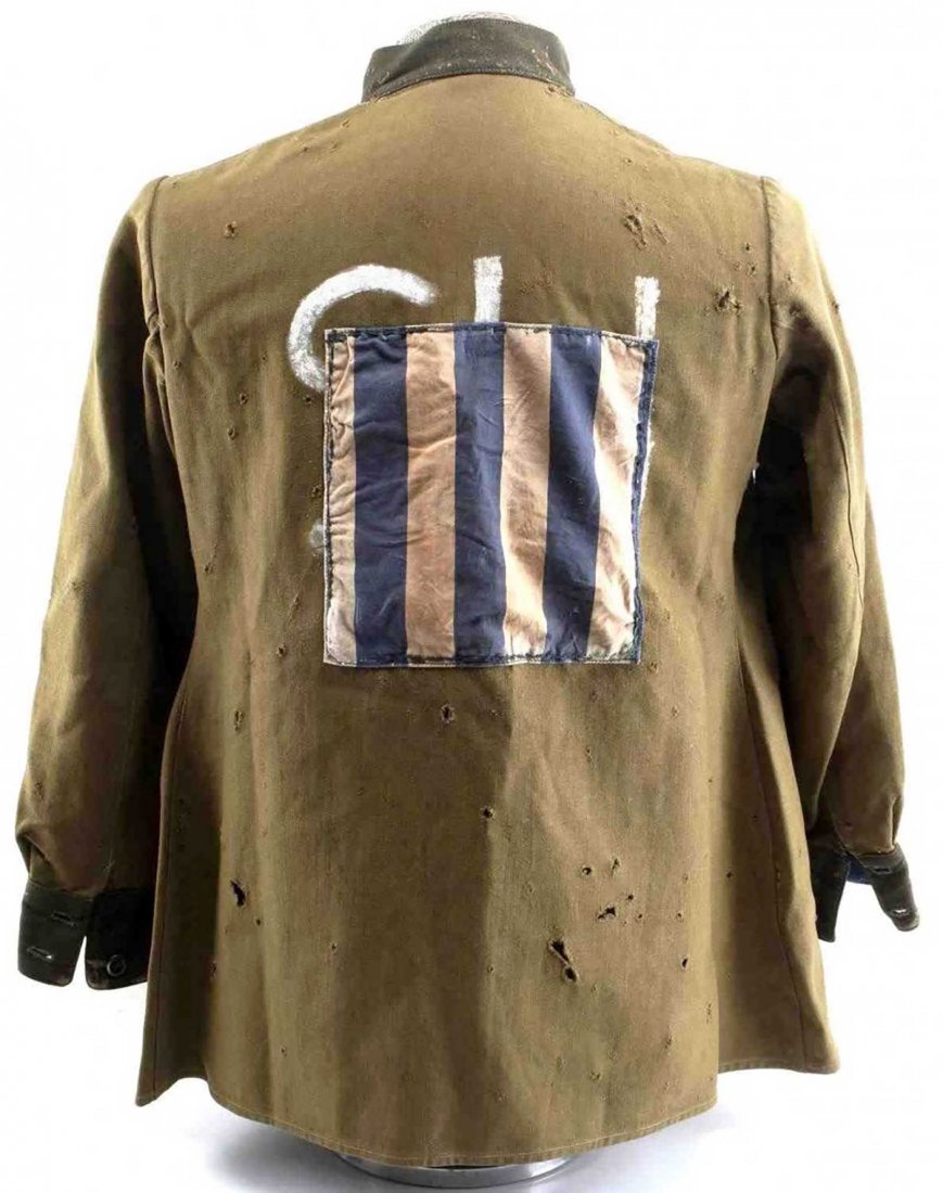 WW2 SOVIET POW TUNIC JEWISH INMATE fr. DACHAU: EXTREMELY RARE WW2 SOVIET POW TUNIC JEWISH INMATE from DACHAU Former museum piece, tunic that was worn by Soviet Red Army Jewish POW who spent time in German Concentration camp. At one time piece was 
