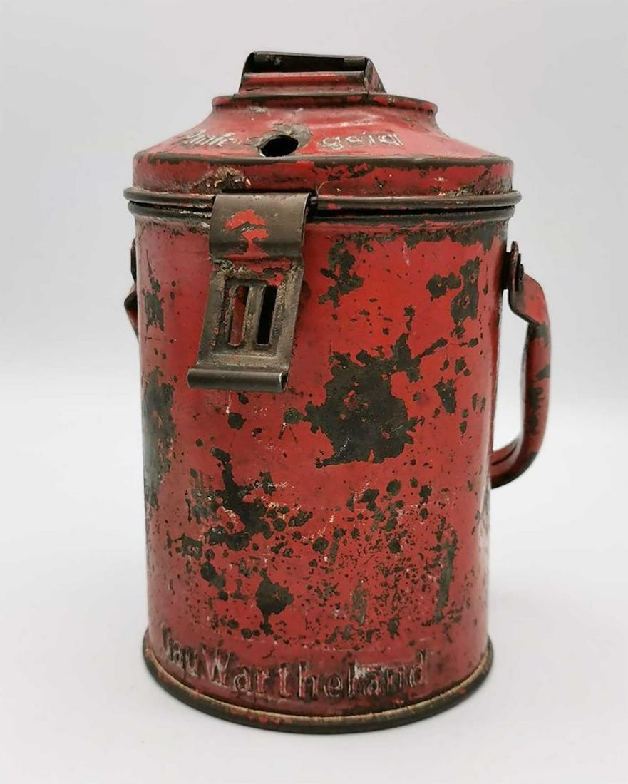 GERMAN WW2 DONATION CAN WINTERHILFSWERK: GERMAN WW2 DONATION CAN WINTERHILFSWERK Third Reich period original and used condtion donation can of the Winterhilfswerk (WHW), the Winter Relief of the German People organisation. It's complete and