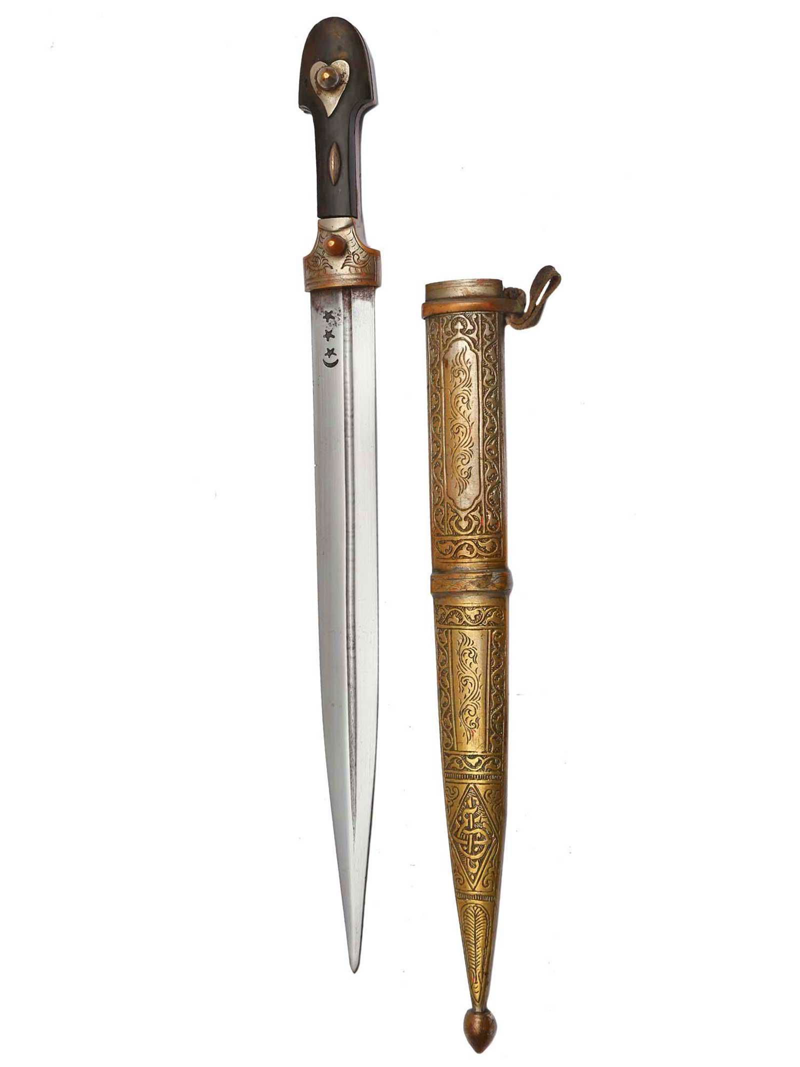 CAUCASIAN DAGGER KINDJAL KAMA, 19TH C., DAGGER (1 of 10)