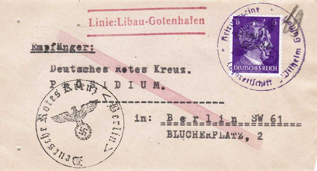 RARE GERMAN WW2 POST, LAZARETTSCHIFT GUSTLOFF: EXTREMELY RARE GERMAN WW2 KRIEGSMARINE FELDPOST from LAZARETTSCHIFT WILGELM GUSTLOF, 1944 SeeLinie: LIBAU-GOTENHAFEN. That Hospital were for only SS members. The letter shows what some information sen