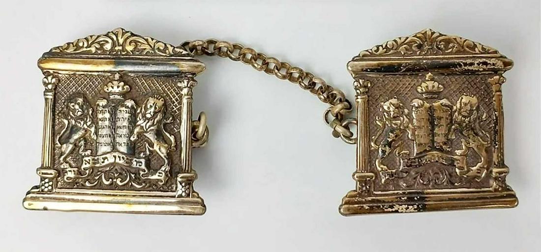 OLD JEWISH SILVER TALLIT HOLDER, MARKED (1 of 5)