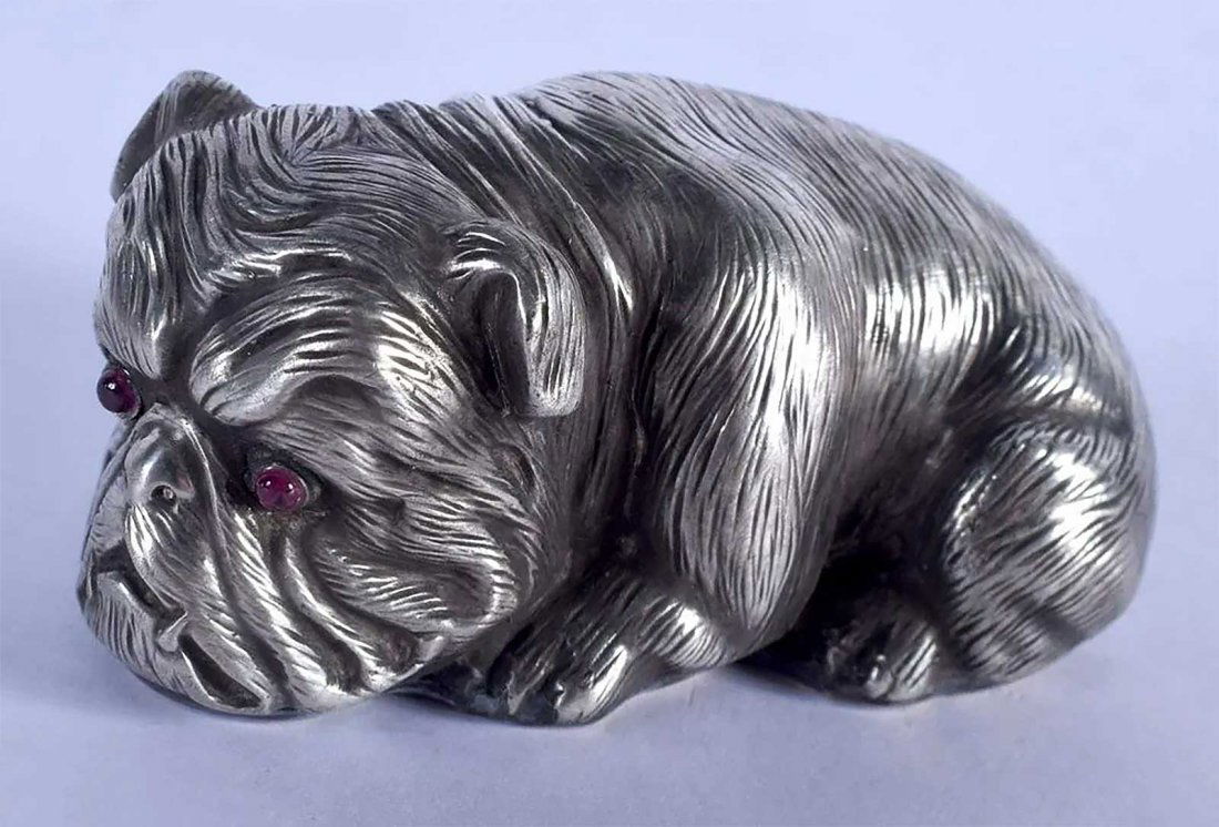 FABERGE - RUSSIAN IMPERIAL SILVER FIGURE of BULLDOG (1 of 8)