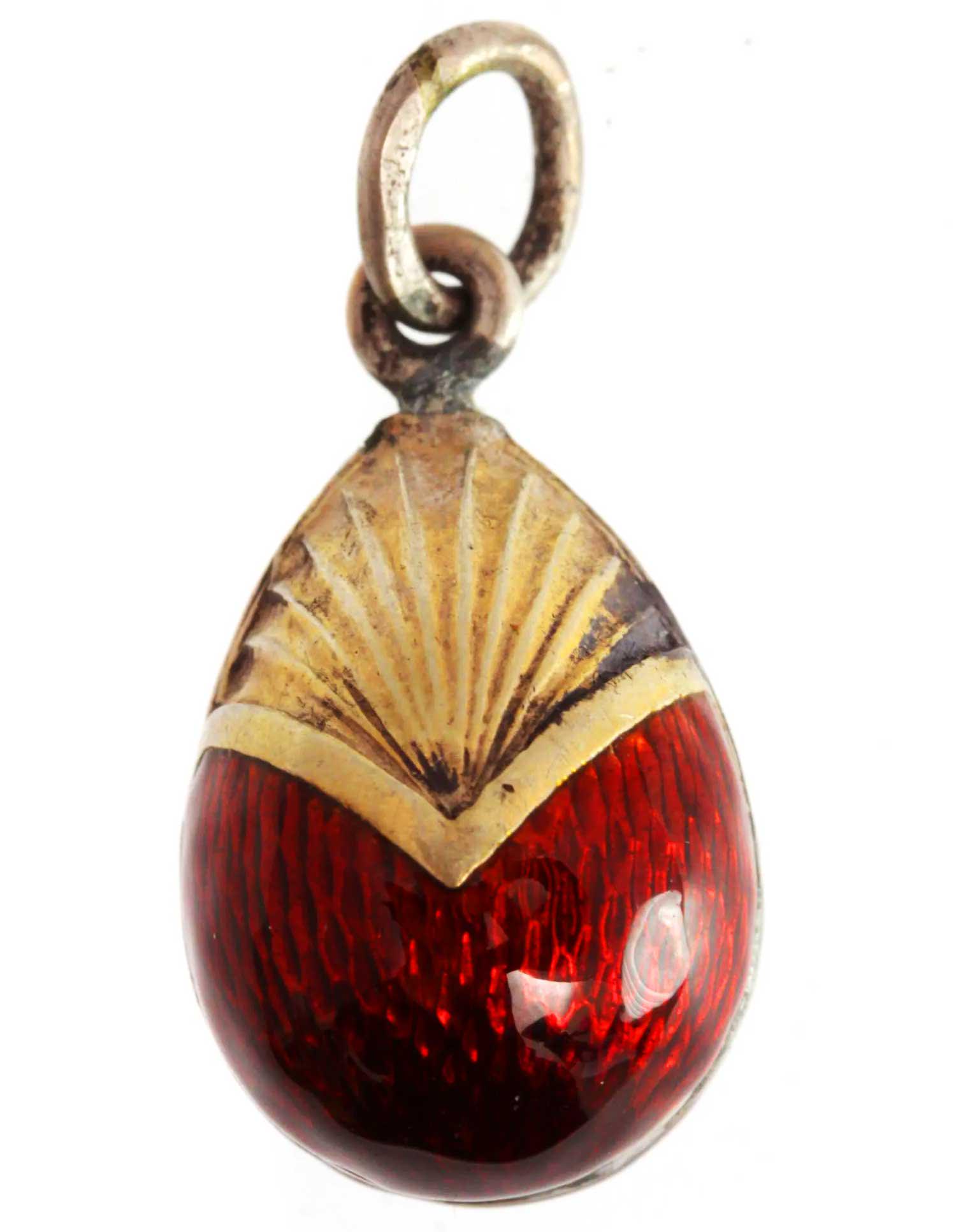ANTIQUE RUSSIAN GILT SILVER ENAMEL EGG PENDANT (1 of 12)