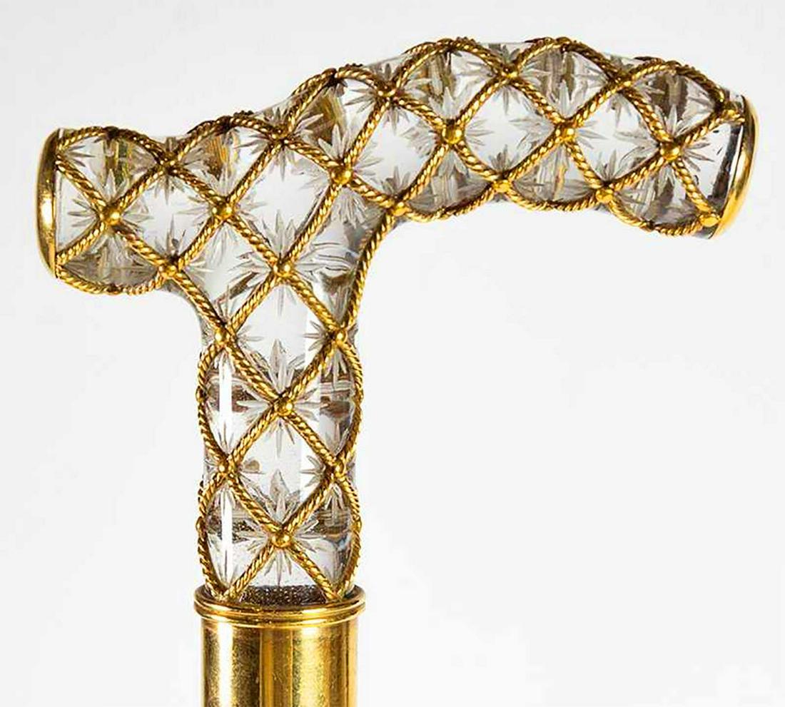 FABERGE - RUSSIAN IMPERIAL CUT GLASS MOUNTED CANE (1 of 20)