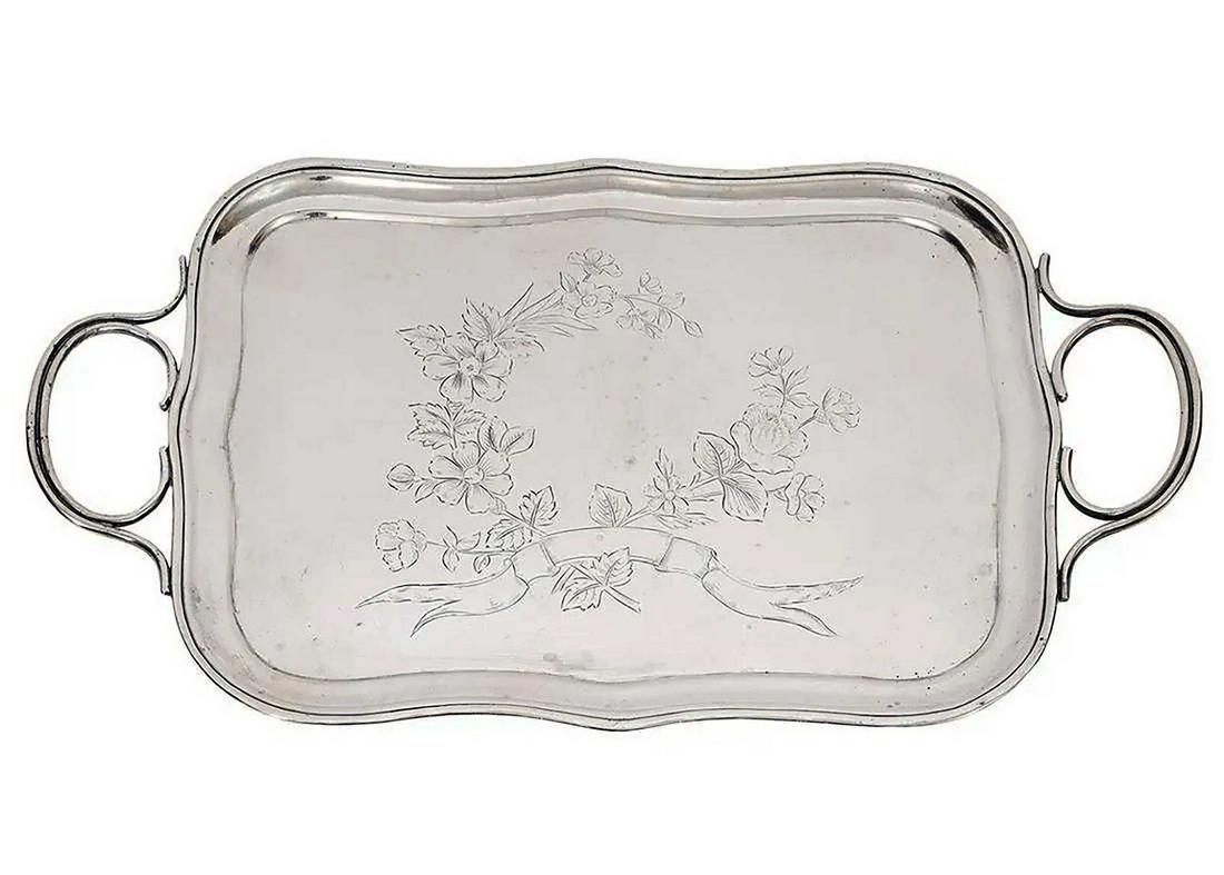 RARE RUSSIAN IMPERIAL SILVER DECORATIVE TRAY (1 of 14)