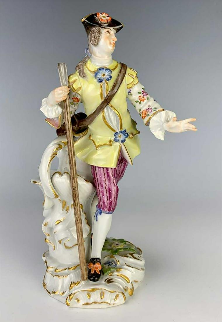 MEISSEN - RARE MAN PORCELAIN FIGURINE: MEISSEN - RARE MAN PORCELAIN FIGURINE Marked with blue underglaze crossed swords and "A7744", "23". CONDITION: The item is described to the best of our knowledge. Please refer to pictures and email wi