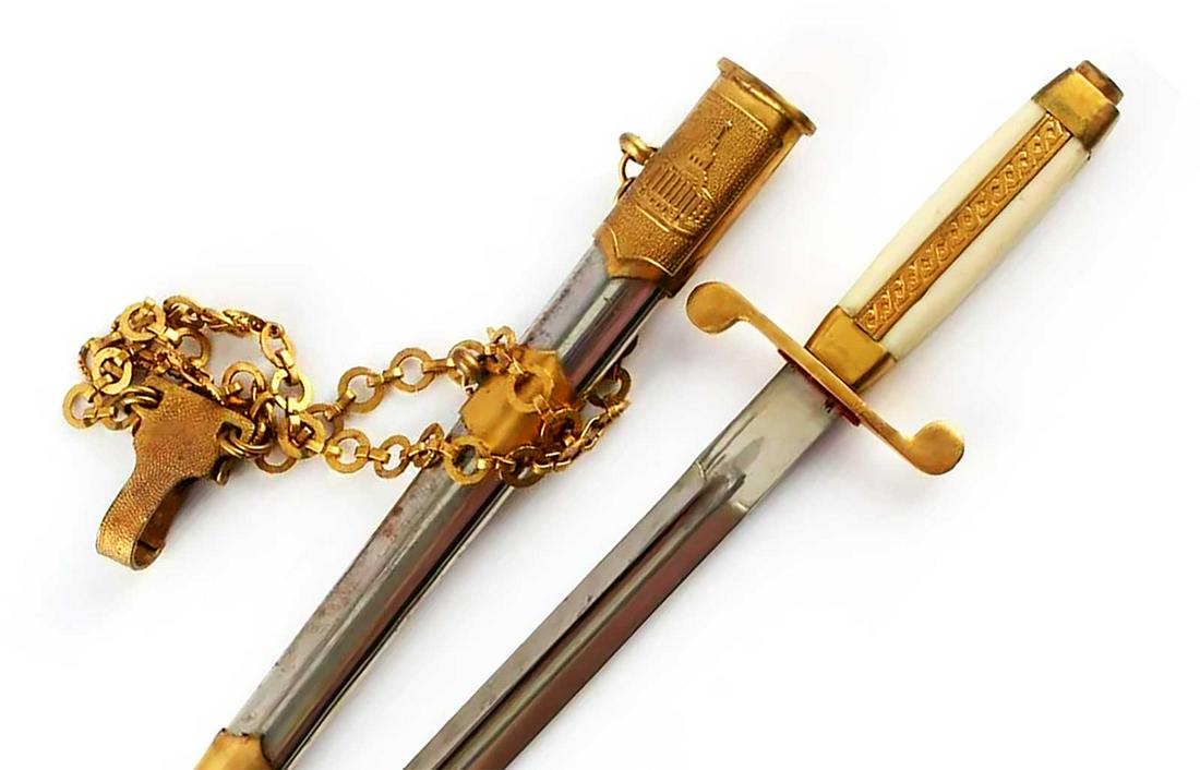 RARE RUSSIAN WWII GOLD DRESS DAGGER, DIRK (1 of 8)