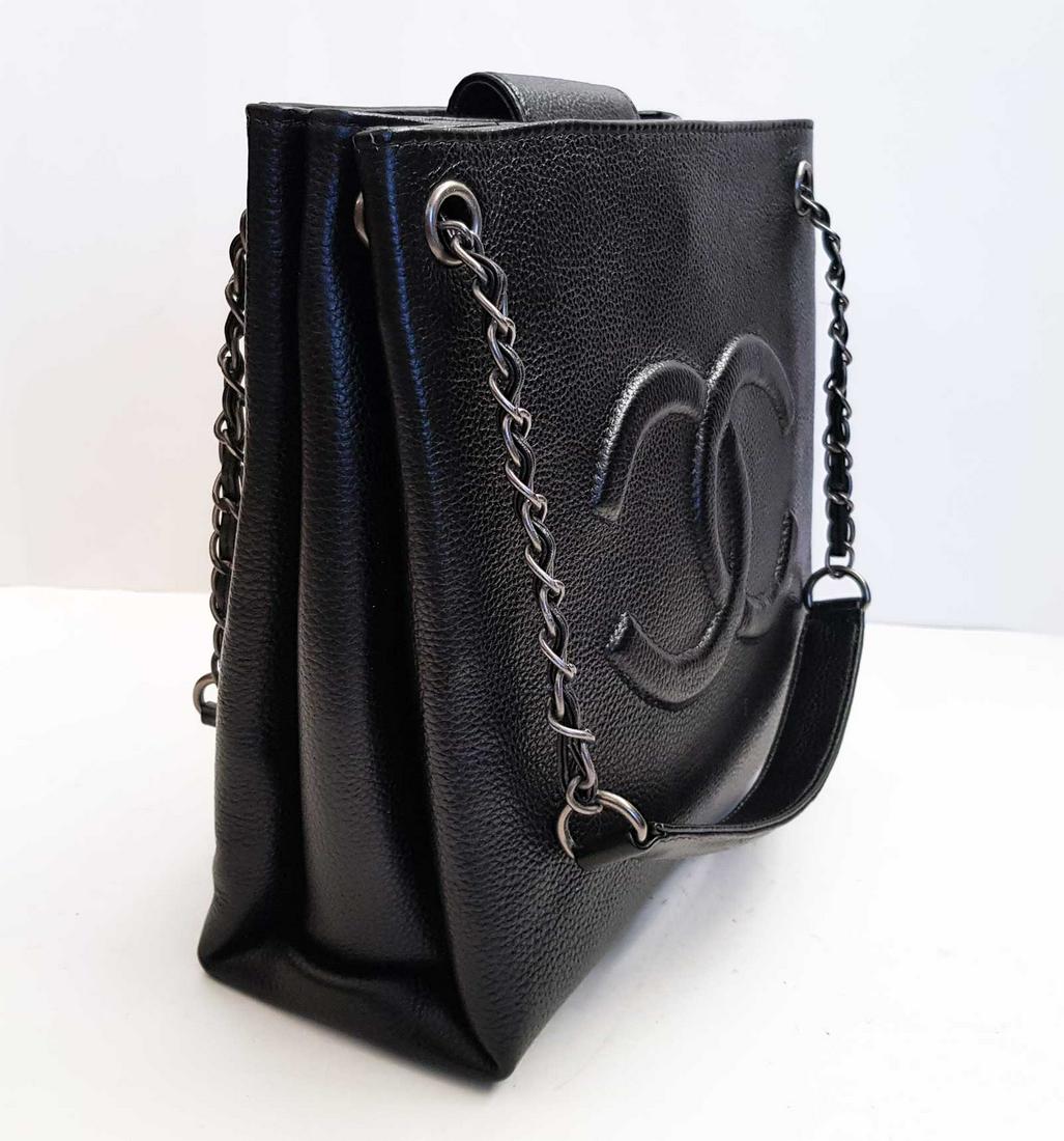 CHANEL CC CHAIN SHOULDER PURSE BLACK LEATHER (1 of 15)