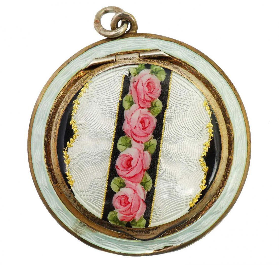 RUSSIAN IMPERIAL SILVER GUILLOCHE ENAMEL COMPACT (1 of 11)