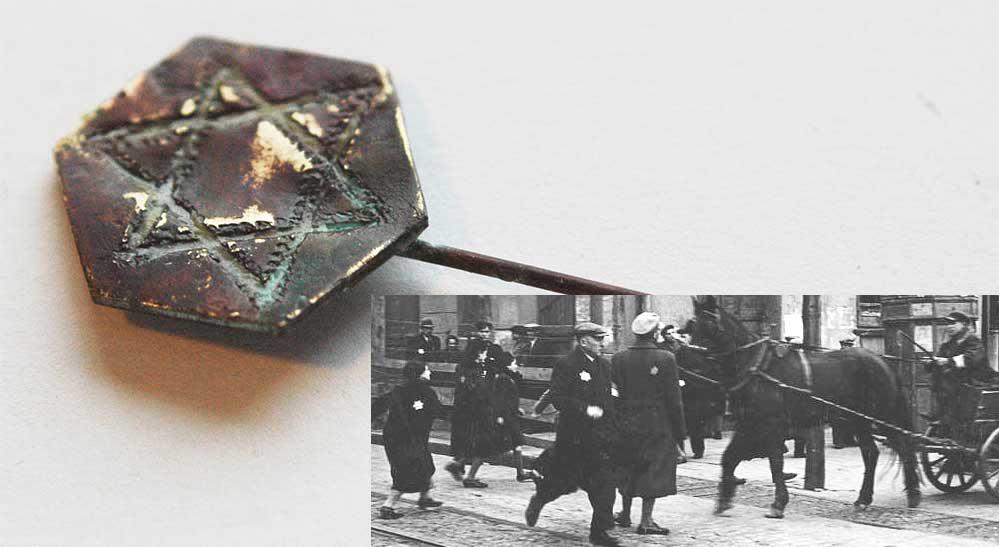 JEWISH WW2 PIN BADGE w. STAR of DAVID (1 of 10)