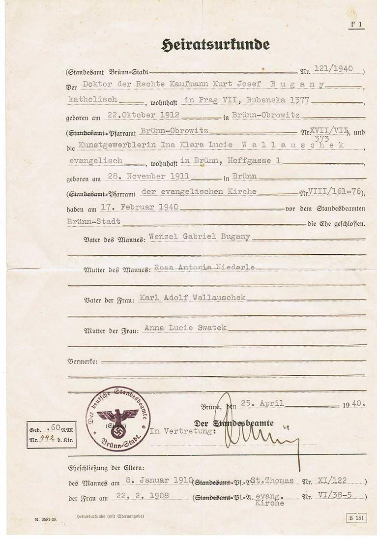 GERMAN WW2 MARRIAGE CERTIFICATE HEIRATSURKUNDE (1 of 8)