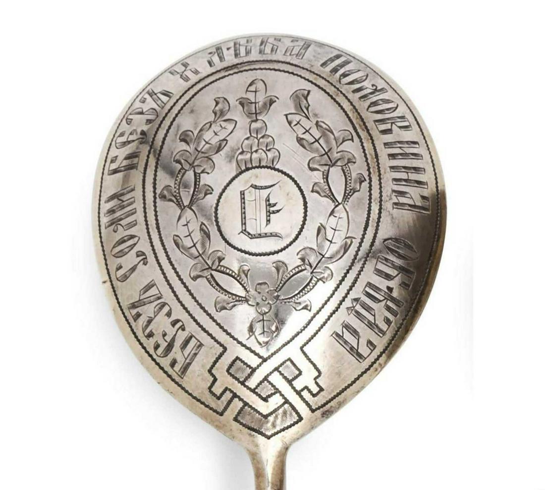 LARGE RUSSIAN IMPERIAL NIELLO SILVER SPOON (1 of 12)