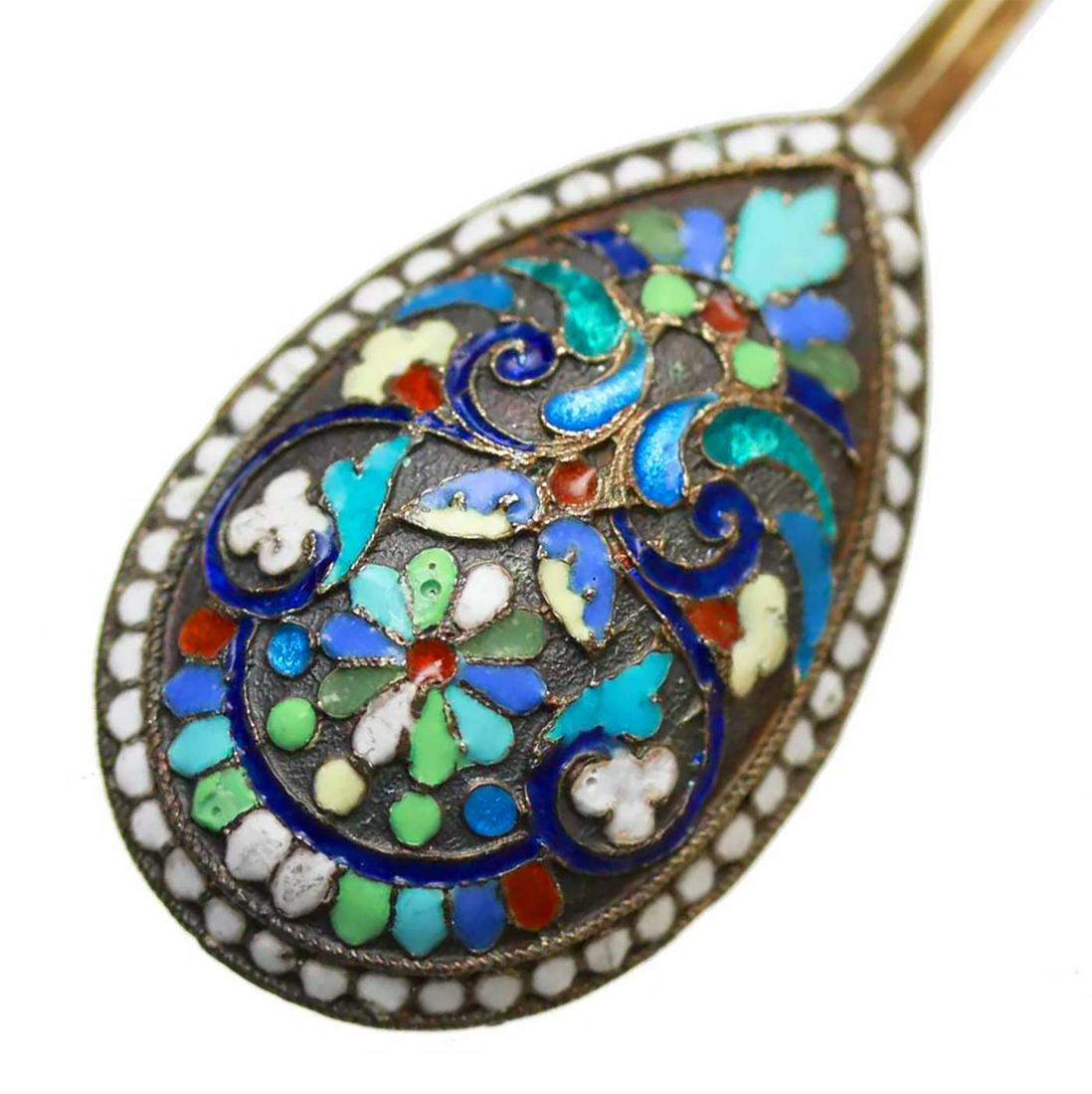 ANTIQUE RUSSIAN SILVER GILT & ENAMEL SPOON (1 of 10)
