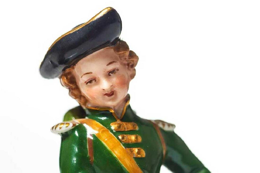DRESDEN PORCELAIN SOLDIER FIGURINE, MARKED (1 of 6)