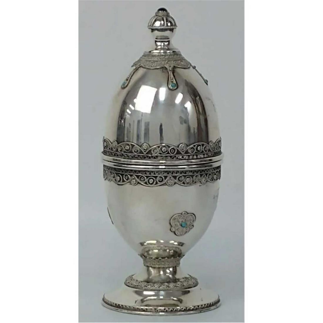 JEWISH LARGE SILVER ETROG BOX by ZADOK, JUDAICA (1 of 10)