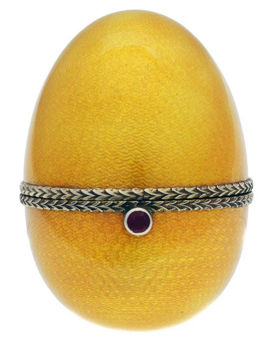 RARE RUSSIAN IMPERIAL SILVER GUILLOCHE ENAMEL EGG (1 of 12)