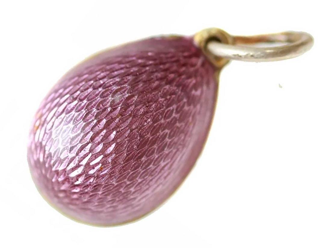 ANTIQUE RUSSIAN GILT SILVER ENAMEL EGG PENDANT (1 of 12)