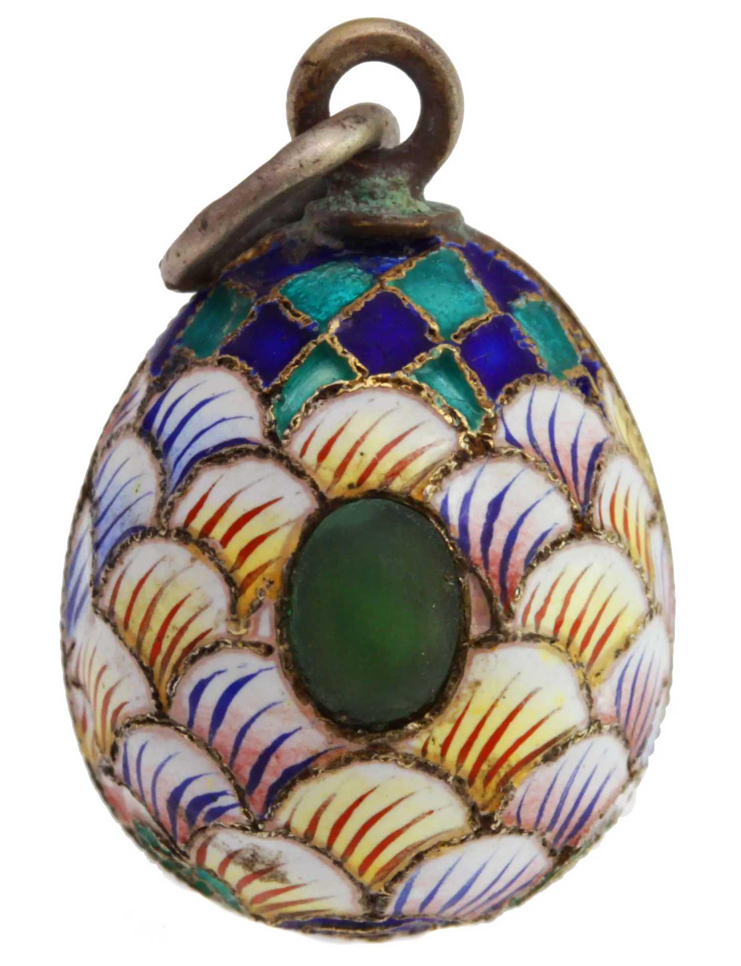 ANTIQUE RUSSIAN GILT SILVER ENAMEL EGG PENDANT (1 of 12)