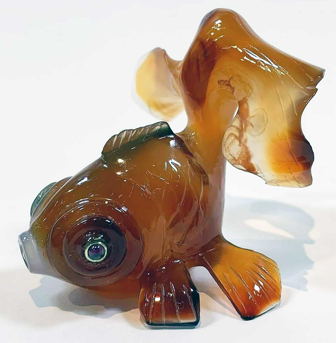 FABERGE - RUSSIAN CARVED AGATE FIGURINE of GOLDFISH (1 of 12)