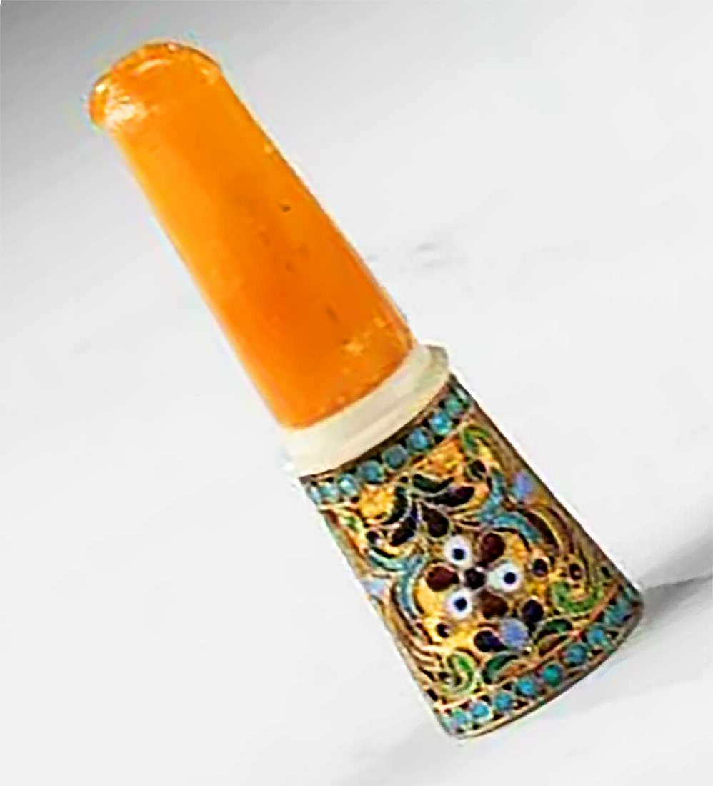 RUSSIAN CLOISONNE & GILT SILVER MOUTHPIECE, 19th C. (1 of 6)