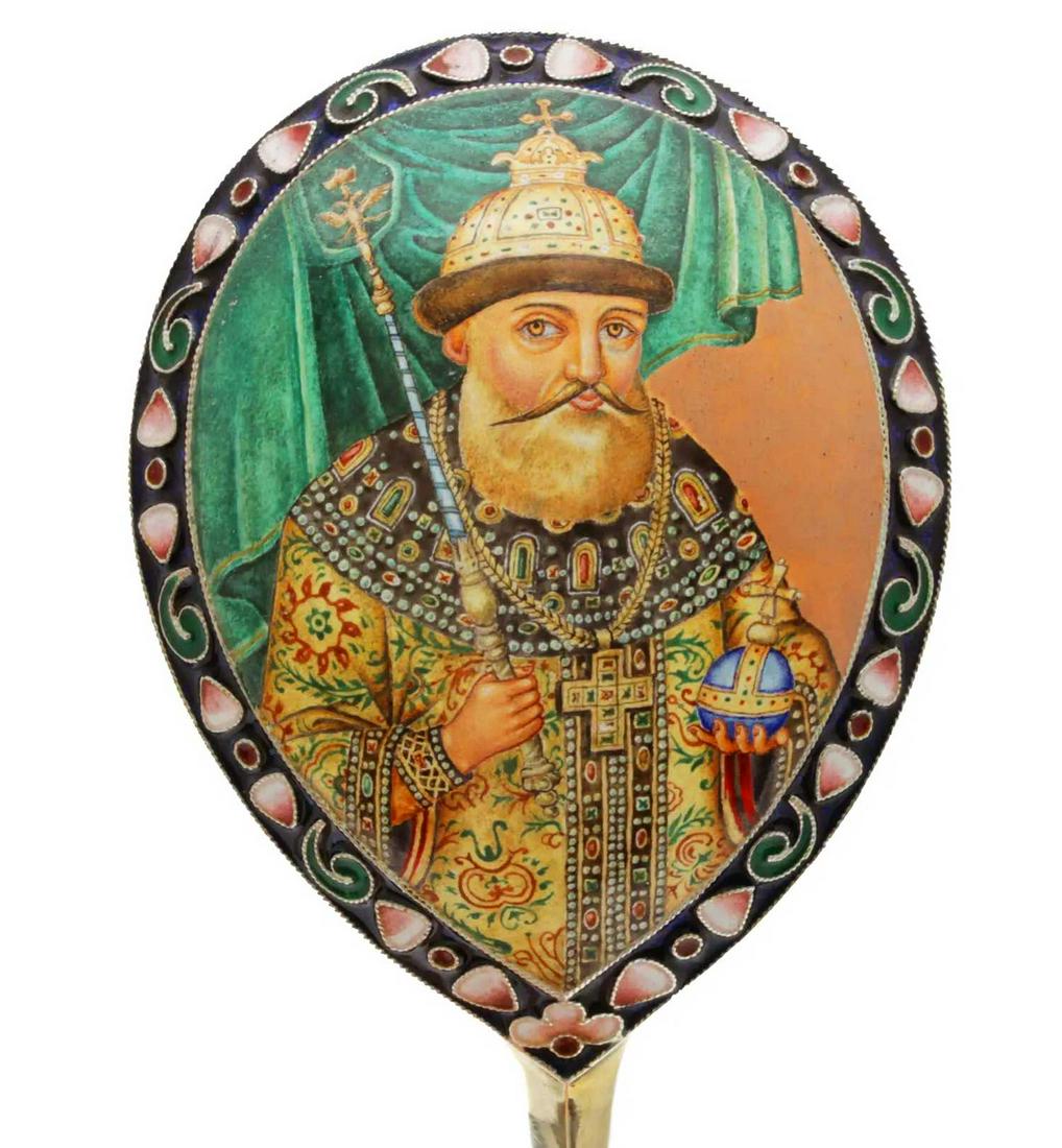 FABERGE - RUSSIAN SILVER LARGE SPOON, MIKHAIL ROMANOV (1 of 18)