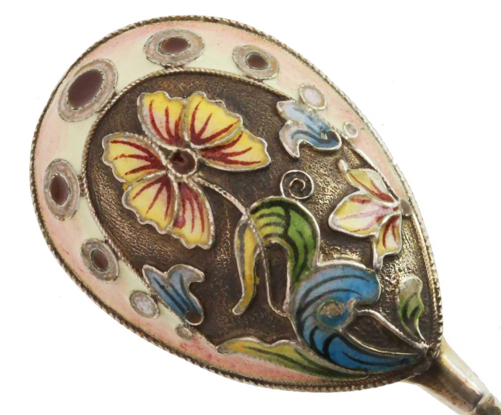ANTIQUE RUSSIAN SILVER ENAMELLED SERVING SPOON (1 of 13)