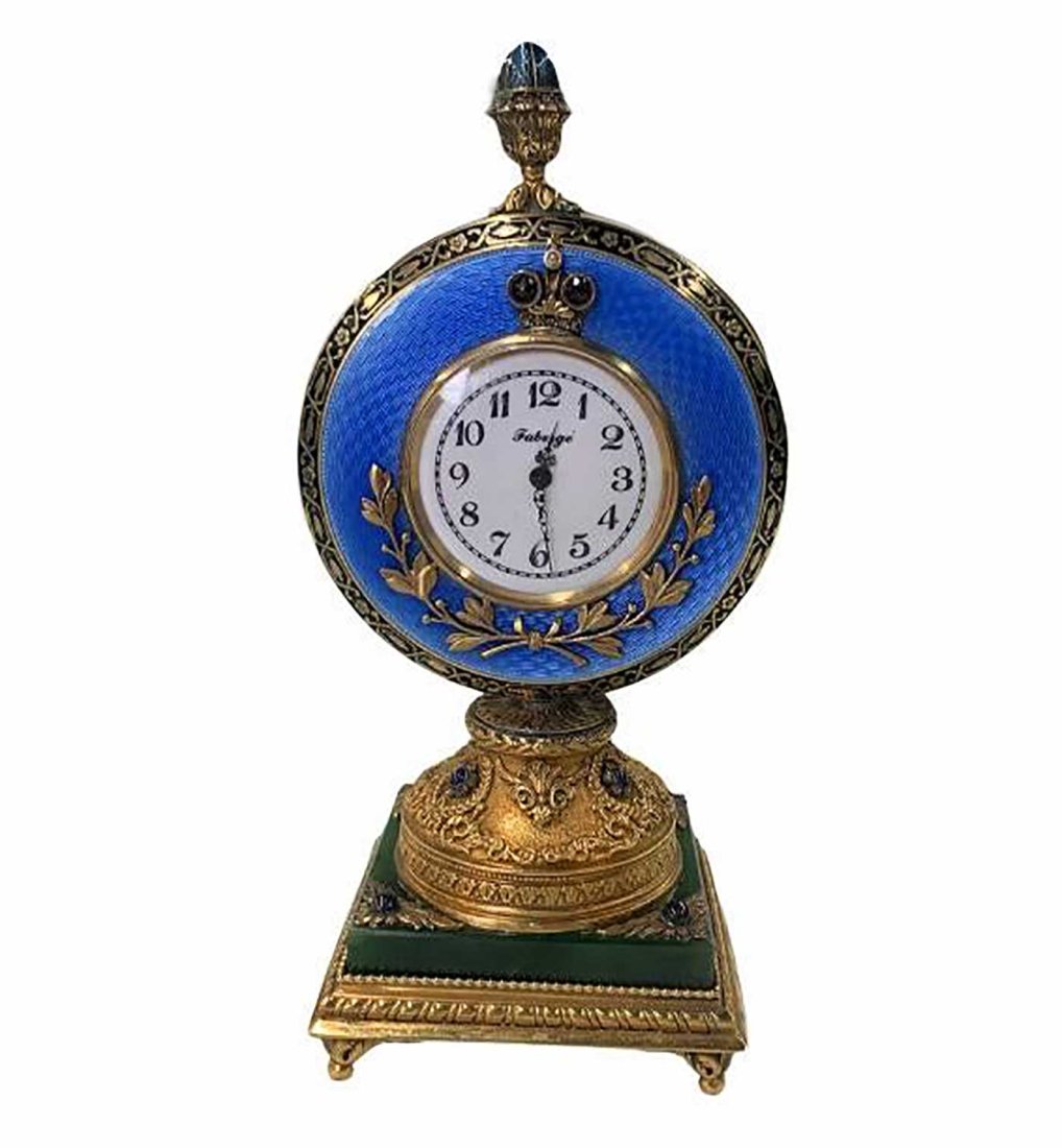 RARE RUSSIAN IMPERIAL TABLE CLOCK w. DIAMONDS & RUBY (1 of 17)
