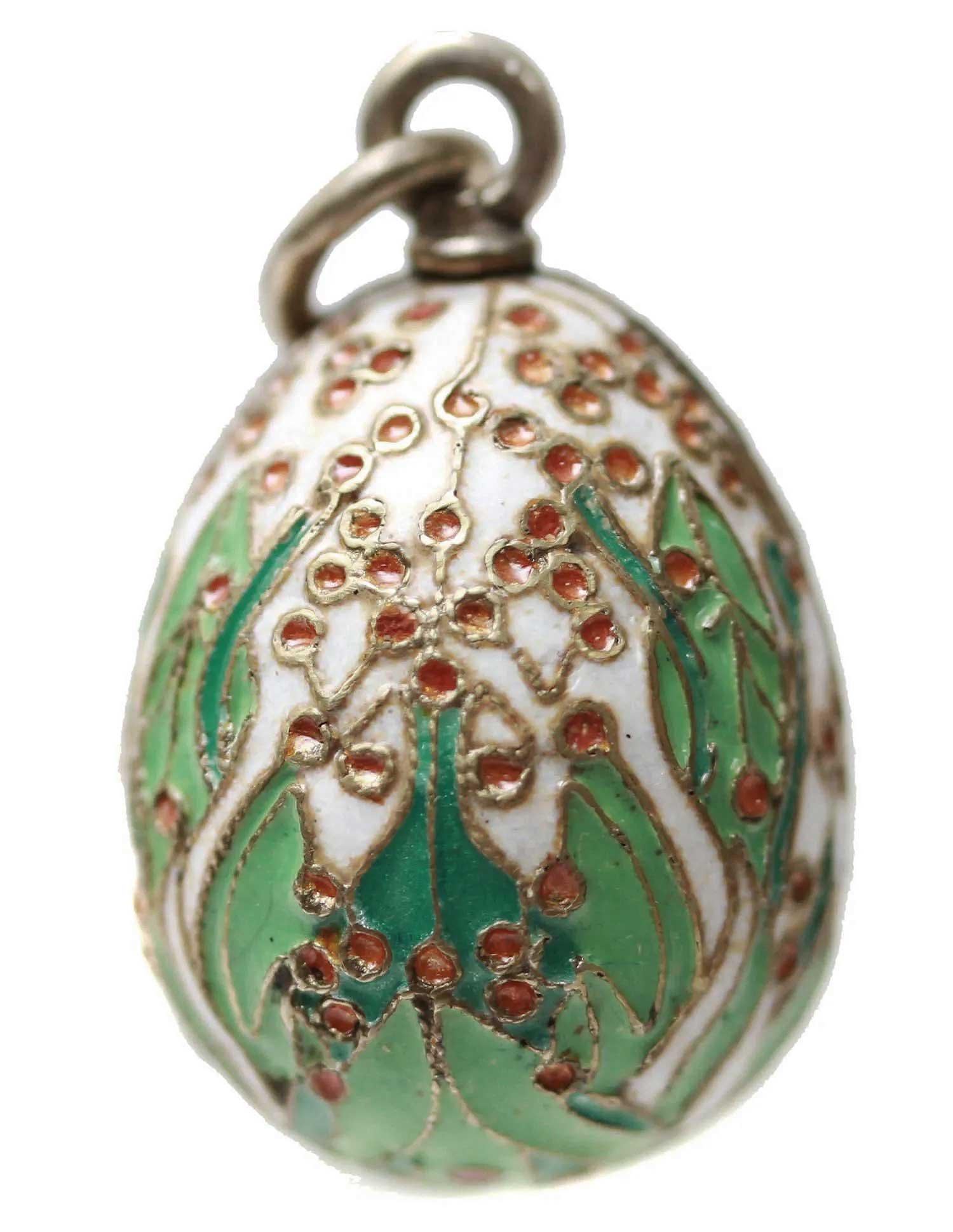 ANTIQUE RUSSIAN GILT SILVER ENAMEL EGG PENDANT (1 of 11)
