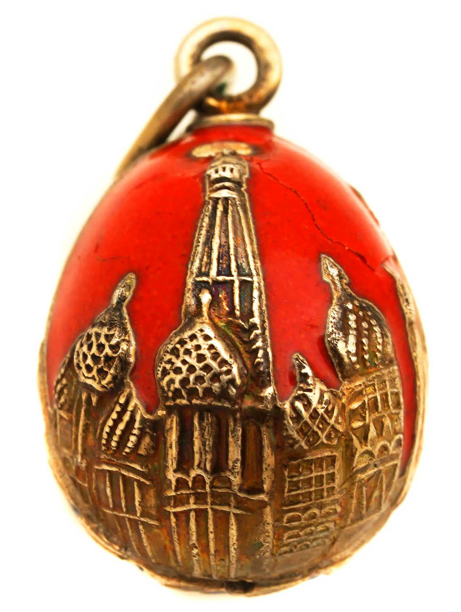 ANTIQUE RUSSIAN SILVER ENAMEL EGG PENDANT (1 of 10)