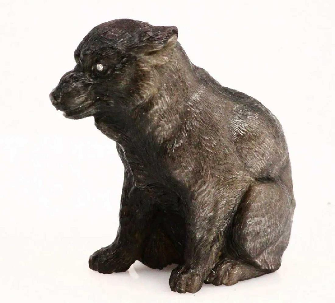 FABERGE - RUSSIAN OBSIDIAN WOLF FIGURINE w. DIAMONDS (1 of 14)