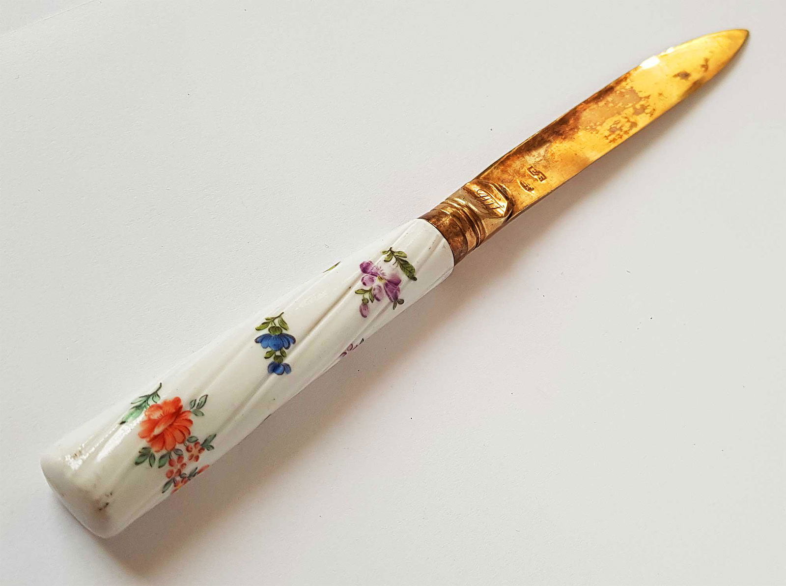 ANTIQUE RUSSIAN SILVER PORCELAIN KNIFE, 1770 CATHERINA II (1 of 10)