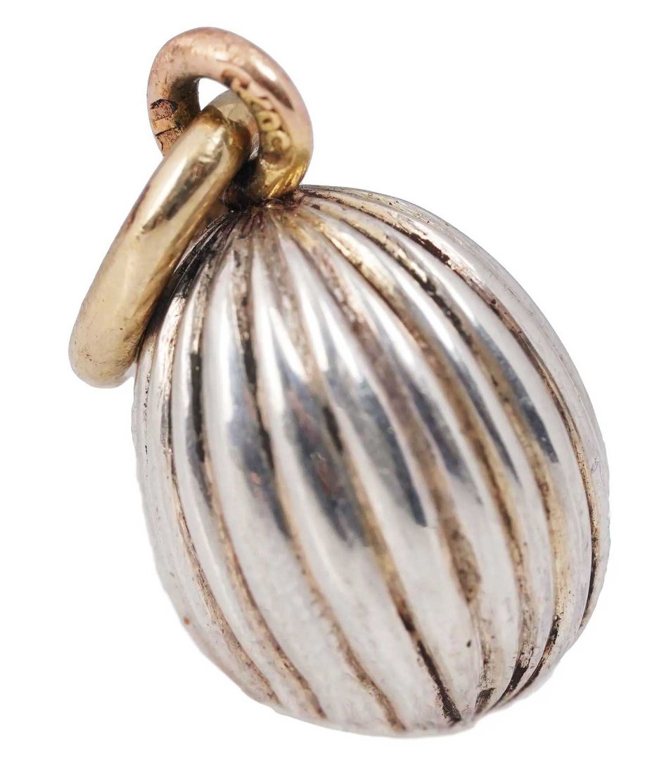 ANTIQUE RUSSIAN GOLD and SILVER EASTER EGG PENDANT (1 of 10)