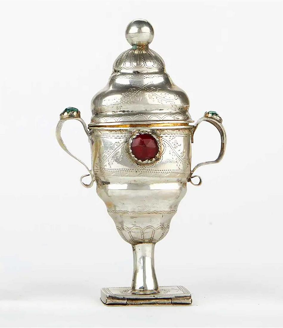 JEWISH SILVER ETROG BOX CONTAINER, JUDAICA 1844 (1 of 13)